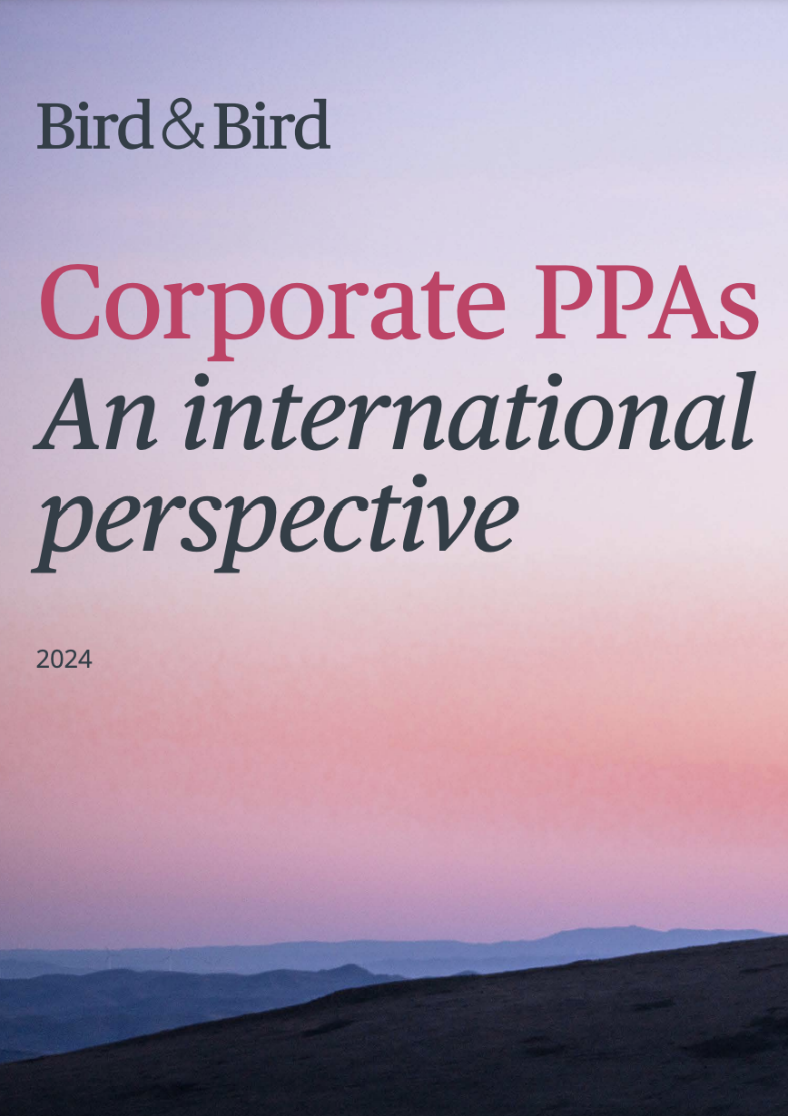 Market report cover image: Corporate PPAs: An International Perspective – 2024 edition from Bird & Bird